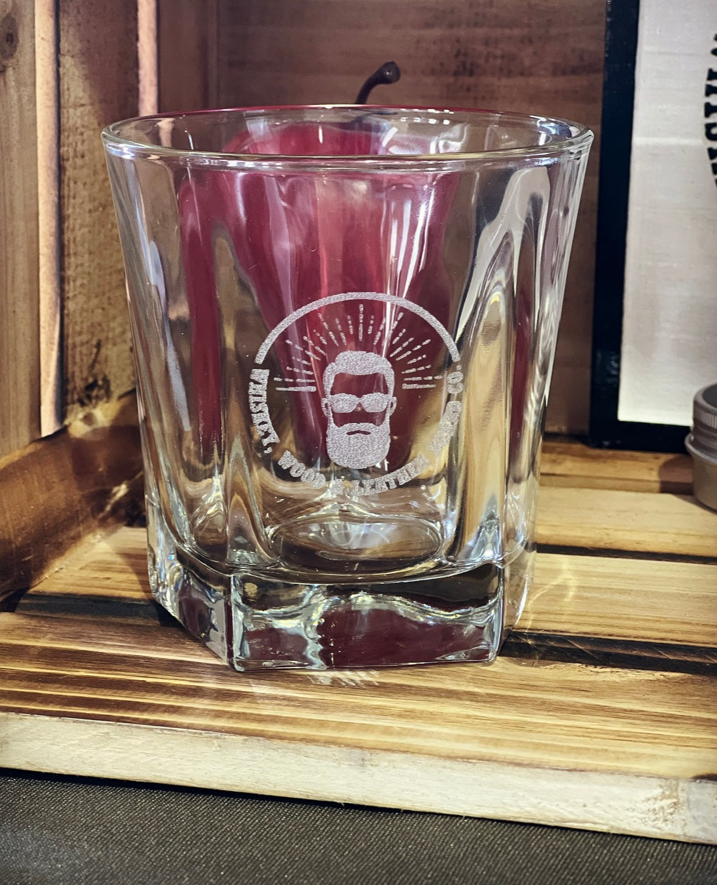 Bourbon Whiskey faceted glass 12 oz.